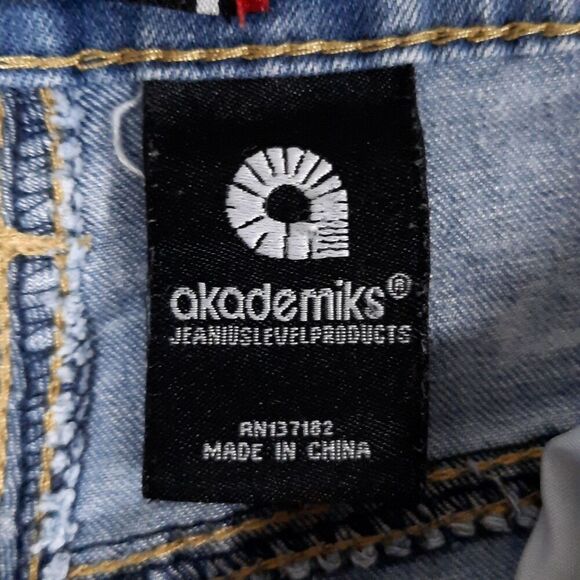 Akademiks Distressed Jeans Size 18 Straight Leg High Rise Acid Wash Stretch - Picture 13 of 15